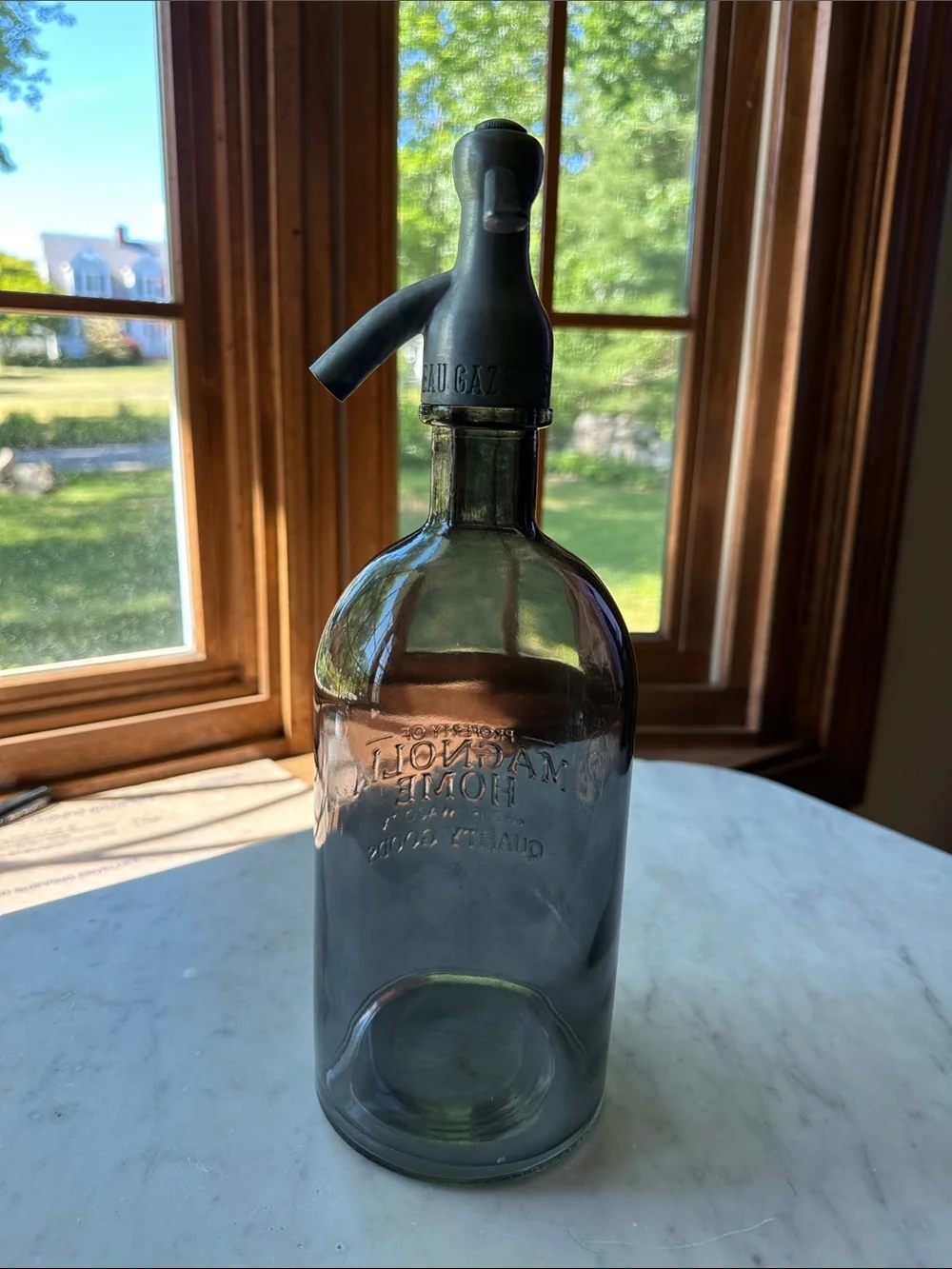 Magnolia Home Decorative Clear Glass Soda Bottle with Spout - Picture 2 of 2